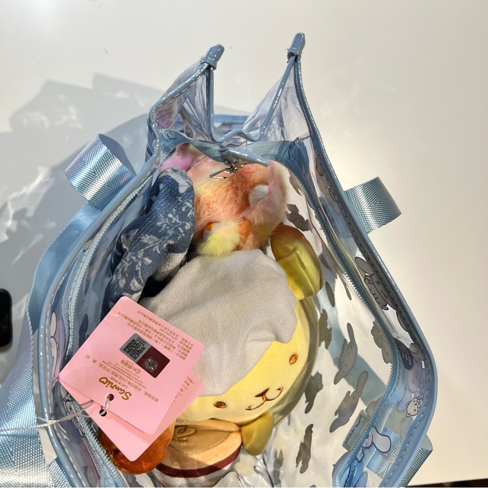 NWTS Rare Cinnamoroll Mocha Blue Clear PVC Tote Bag - Picture 2 of 5